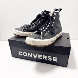 NWB Converse City Trek Black Leather High Tops Fleece Lined M 8.5/W10.5 Chucks